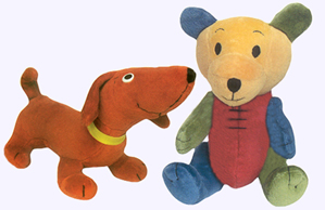 9 in. Dog and Bear Pair Plush Dolls