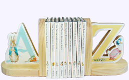 6 in. high wooden bookends with Peter Rabbit images