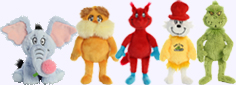 Dr. Seus - Horton, Lorax, Fox in Socks, Sam-I-Am, and Grinch Plush