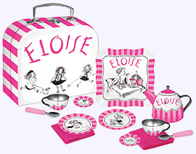 12 pc. Eloise Tin Tea Set in a suitcase box.